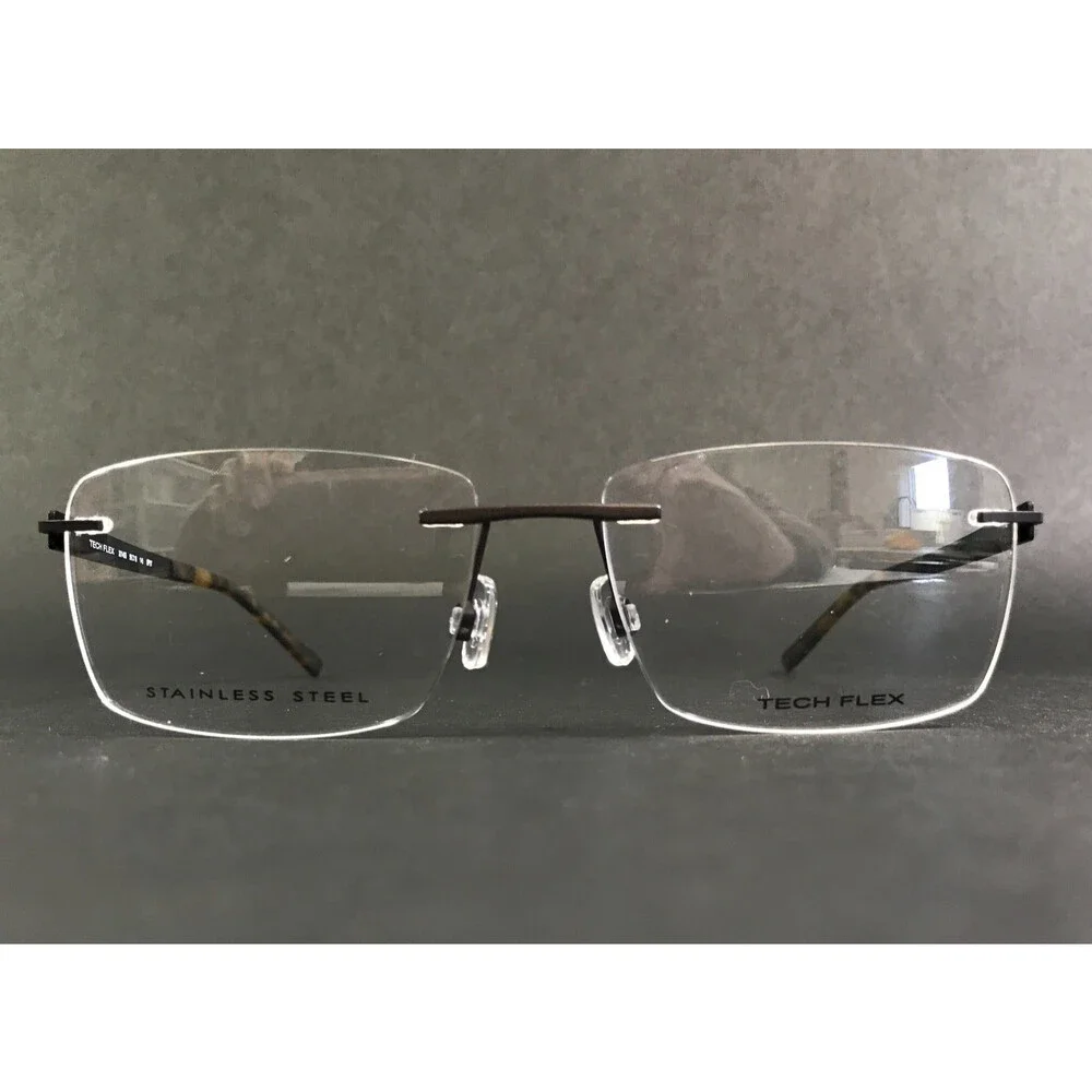 Tech Flex Eyeglasses Frames 30146S SP07 Dark Brown Rimless Rectangle 56-16-145
